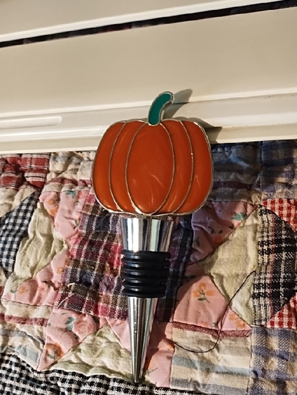 Source Unknown Orange Pumpkin Wine Bottle Stopper